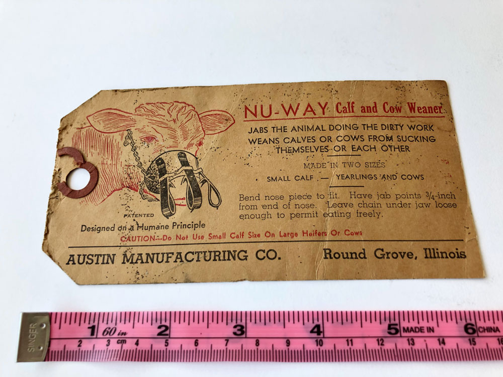 Calf weaner product tag